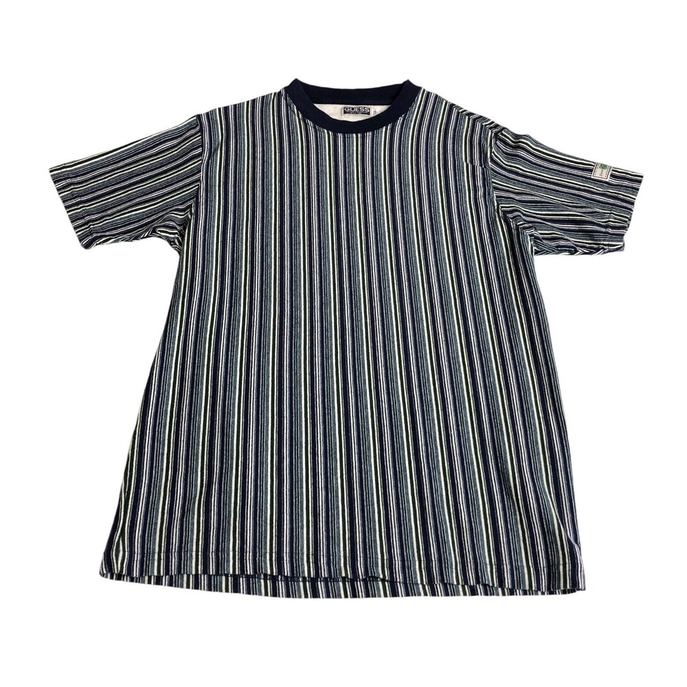 Vintage 80s 90s Guess Shirt Mens Small Oversized Striped Preppy Crew Neck USA